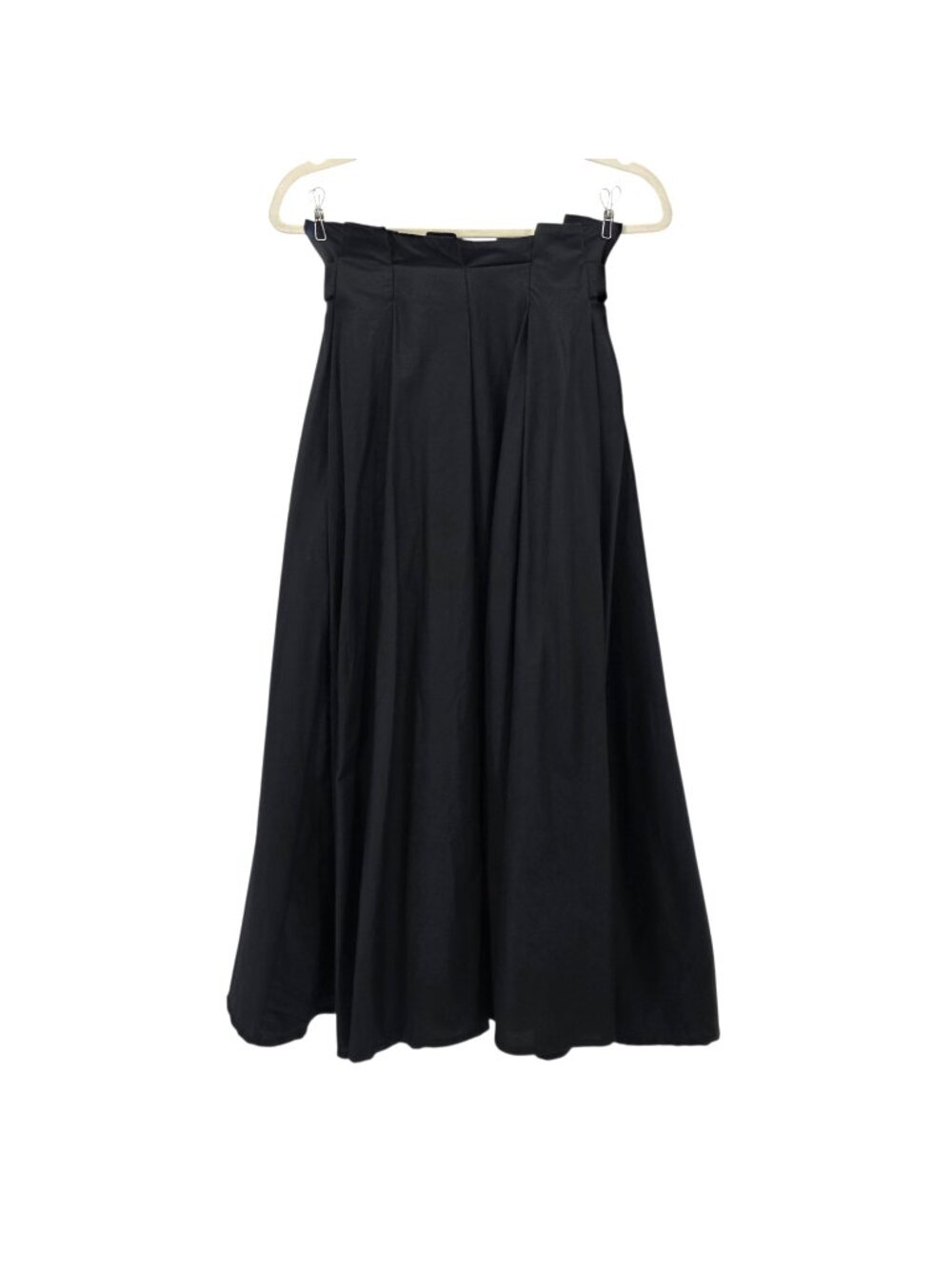Isabel De Pedro Womens 4 Skirt Maxi Paperbag Pleated Tie Black Pockets Preppy